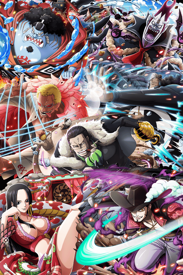 One Piece Treasure Cruise Artworks Mihawk Jinbe Crocodile Doflamingo BKuma Moria Hancock